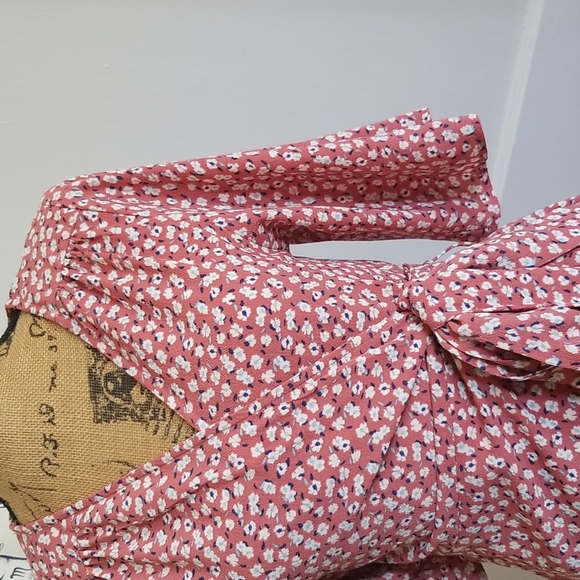 Pink Floral Wrap Dress Charlotte Russe Size Large - Picture 7 of 7